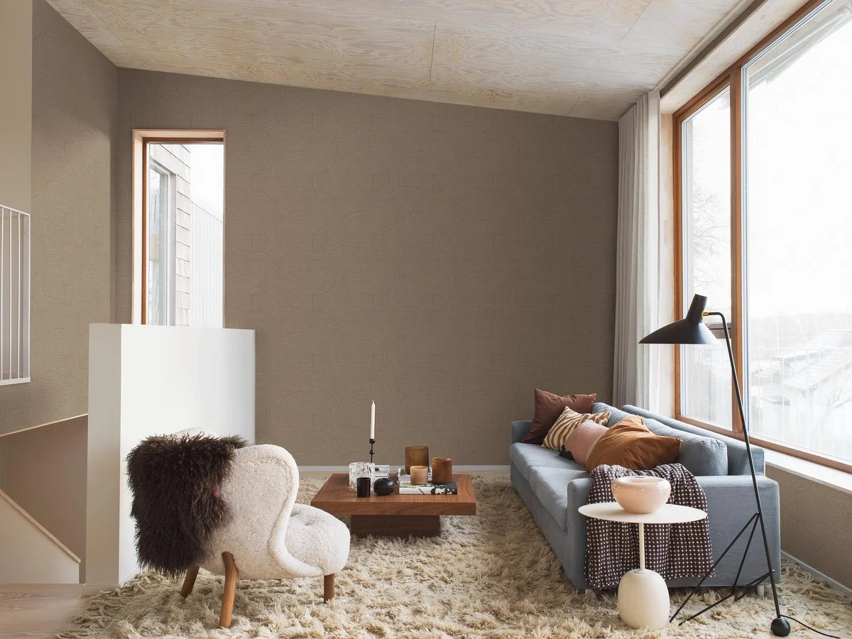 Vlies-Tapete mit geometrischem Muster ZEN in Braun