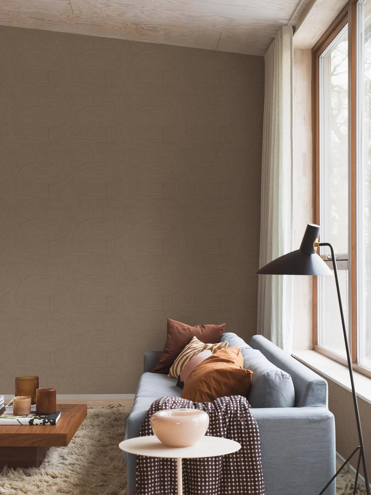 Vlies-Tapete mit geometrischem Muster ZEN in Braun