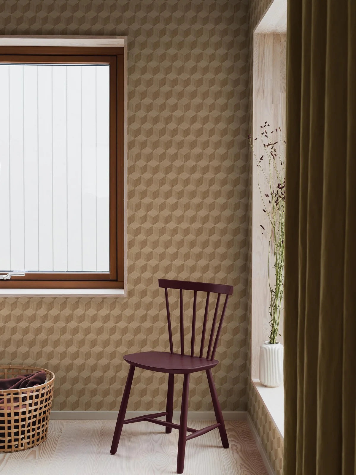 Vlies-Tapete mit geometrischem Muster CUBE in Dunkelbeige