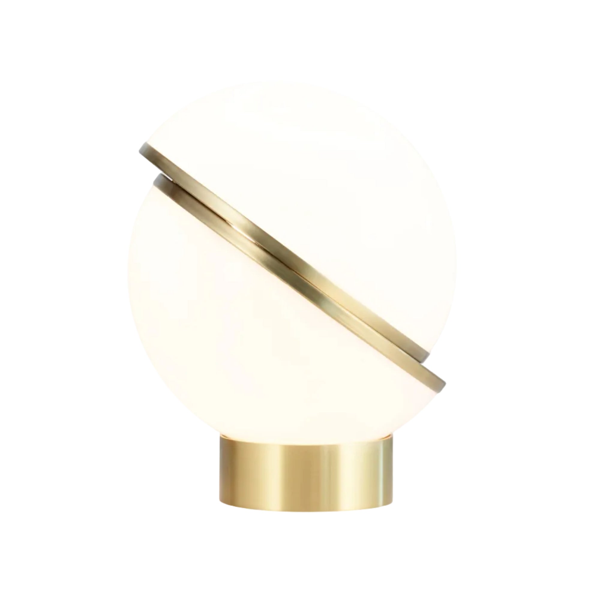Lampa stołowa CRESCENT opalowy klosz z mosiężną podstawą