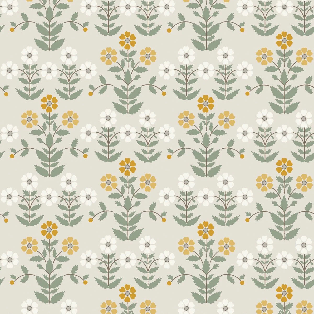 Tapete mit pflanzlichem Blumenmotiv SIPPOR grau-beige mit Gelb
