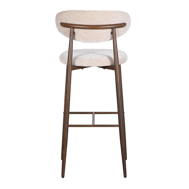 Beige JAPANDI Stool with Dark Wooden Base