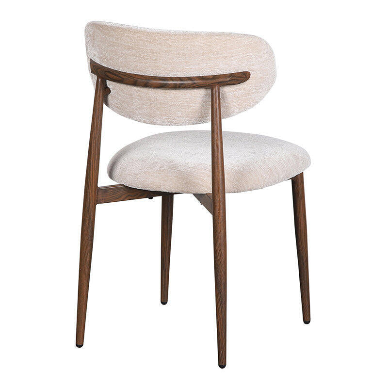 JAPANDI Stuhl beige mit dunklem Holzgestell