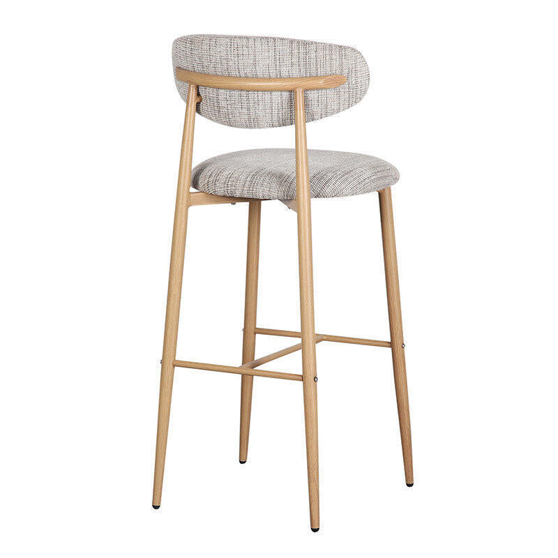 Hocker JAPANDI grau-beige mit Holzgestell