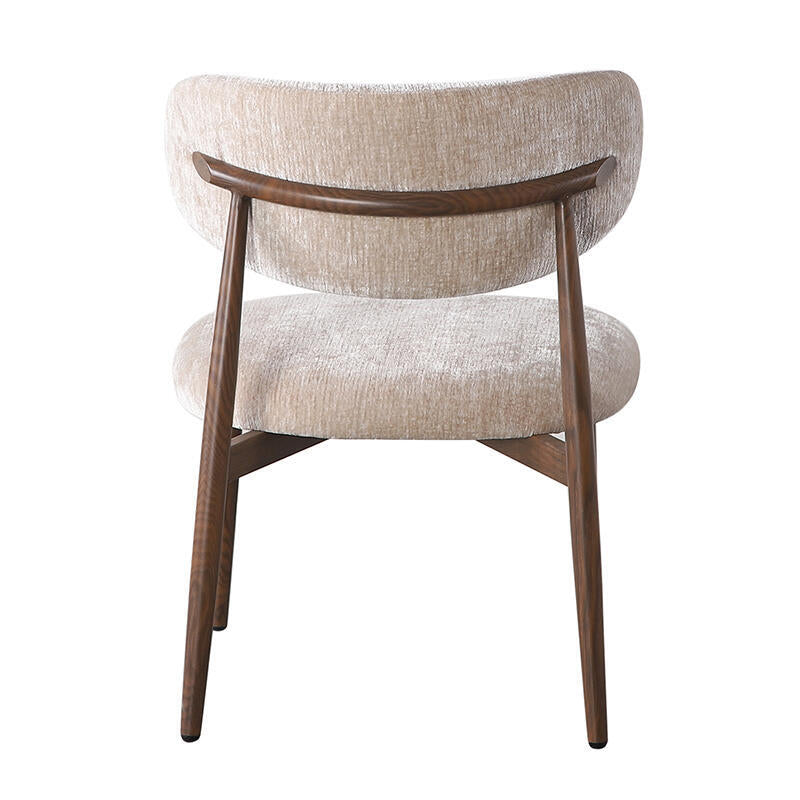 Beige JAPANDI Armchair with Dark Wooden Base