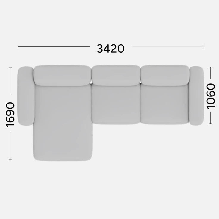 Left-sided corner sofa BABBLE customizable