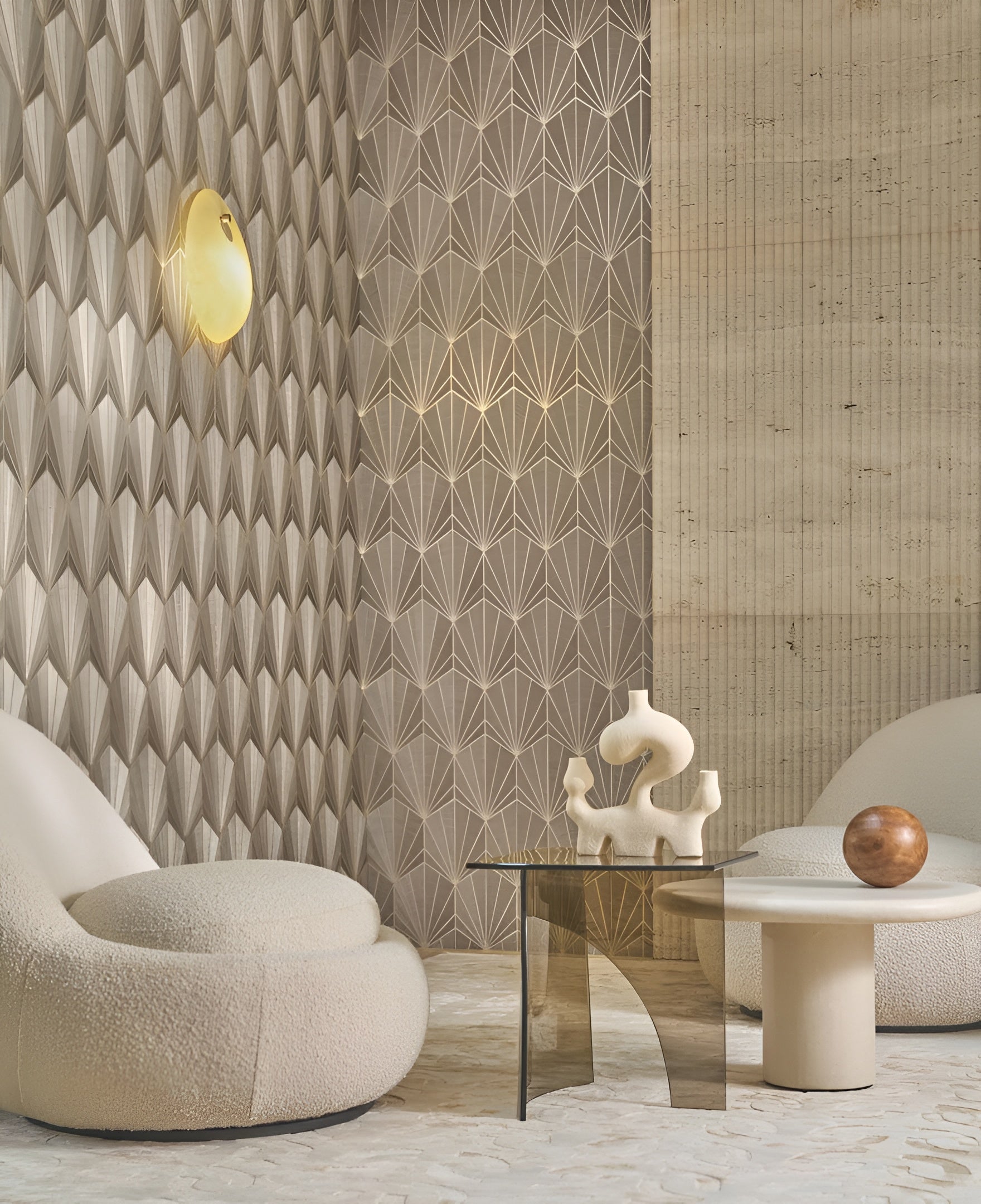 Metallische Struktur-Tapete im Art Deco-Stil MAJESTÉ - NOIR DE LUNE PLATINE dunkelplatinfarben