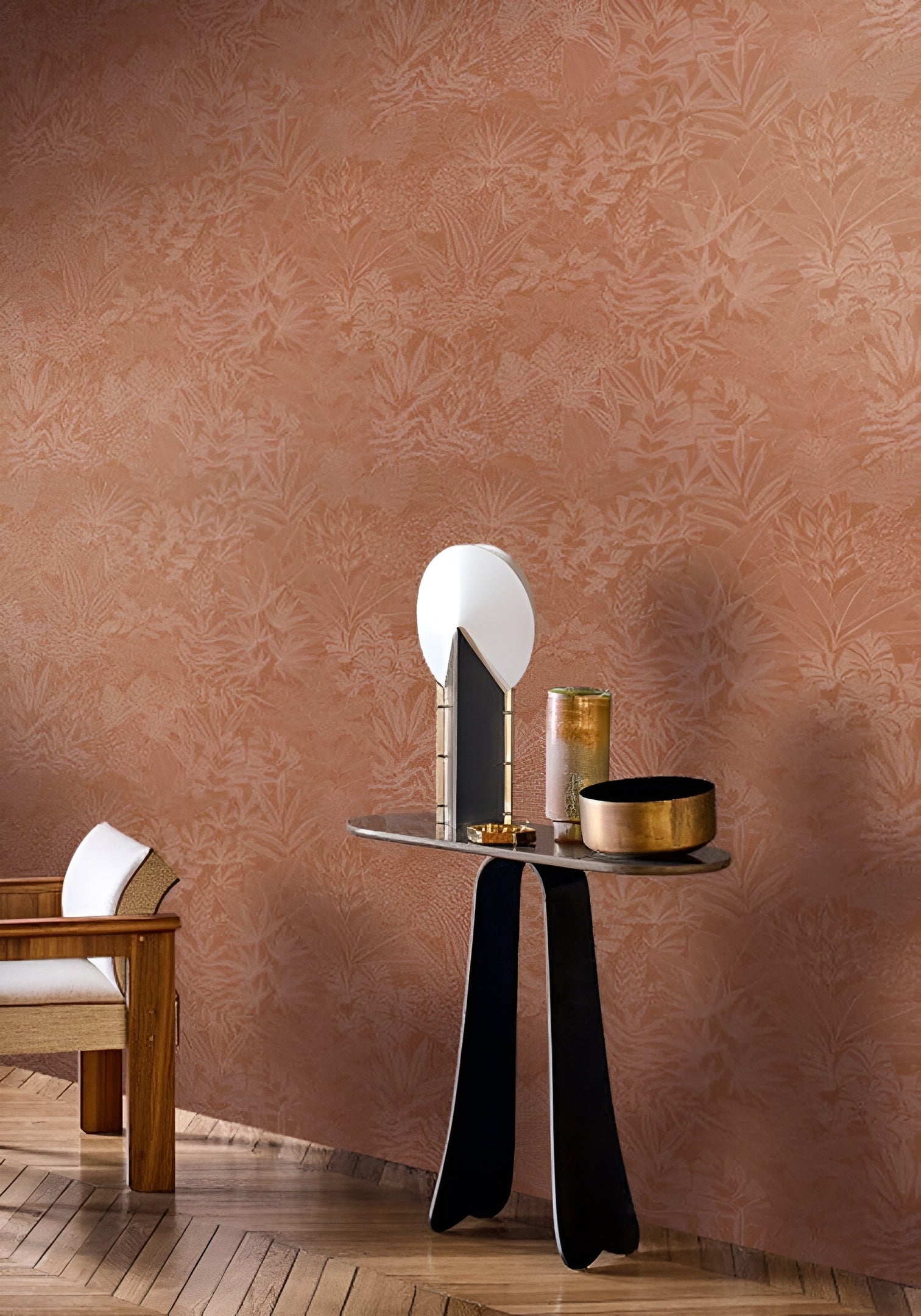 Plant Motif Wallpaper DOUM - TERRE DE SIENNE Terracotta