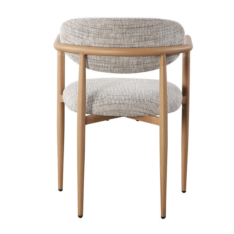 SAKE Armchair in Gray Beige with Wooden Base