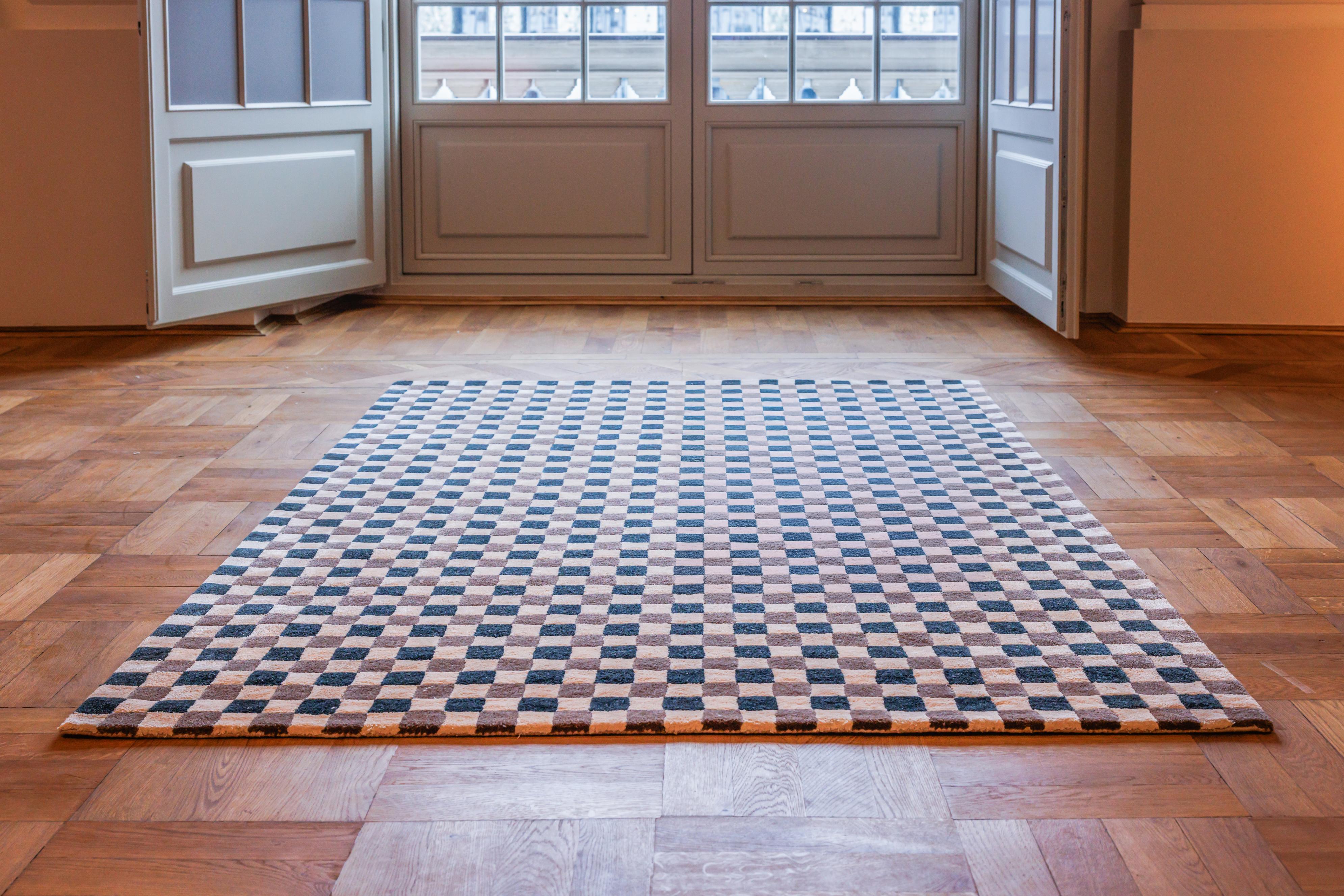 Teppich FLICKER dunkelgrün mit beige und braun