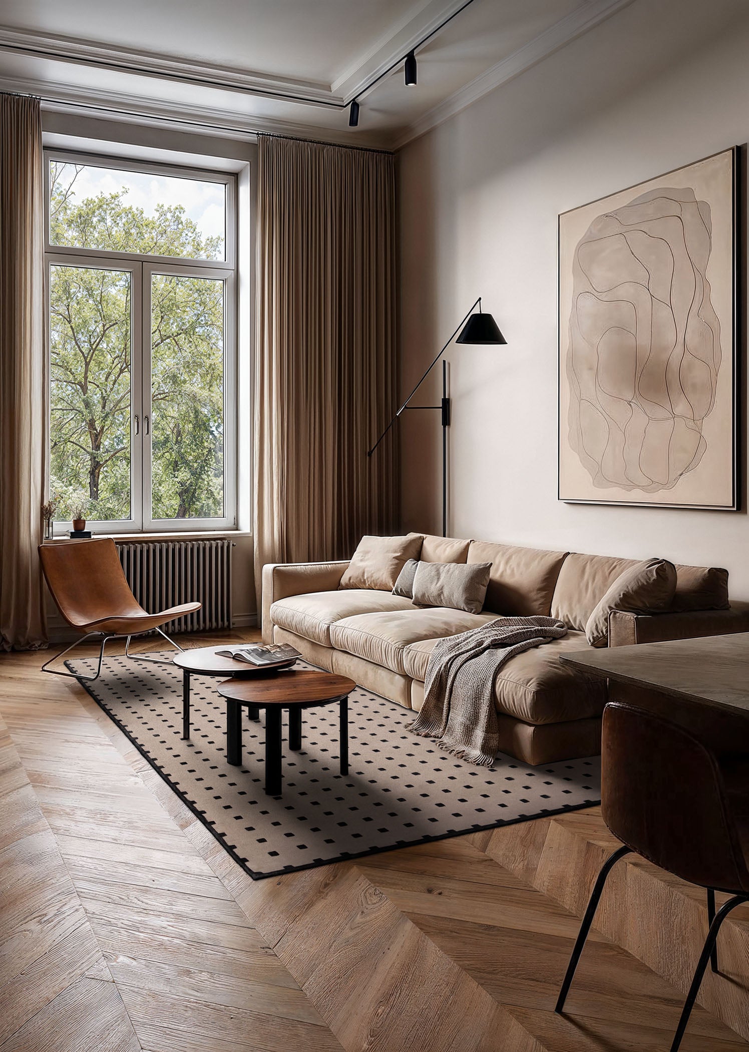 DELTA beige rug with black