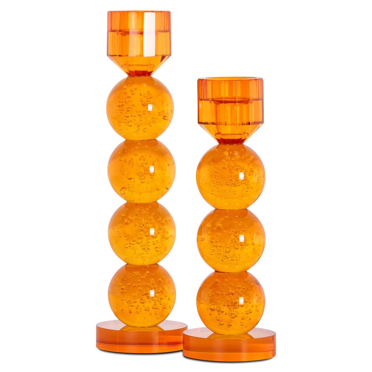 RAYLAN orange glass candle holder