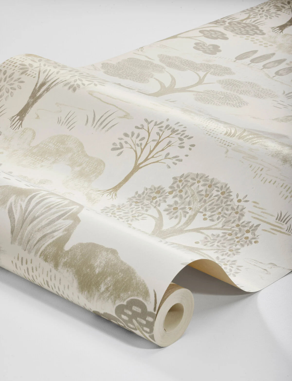 Tapete mit pflanzlichem Landschaftsmotiv DIANA beige mit Grau
