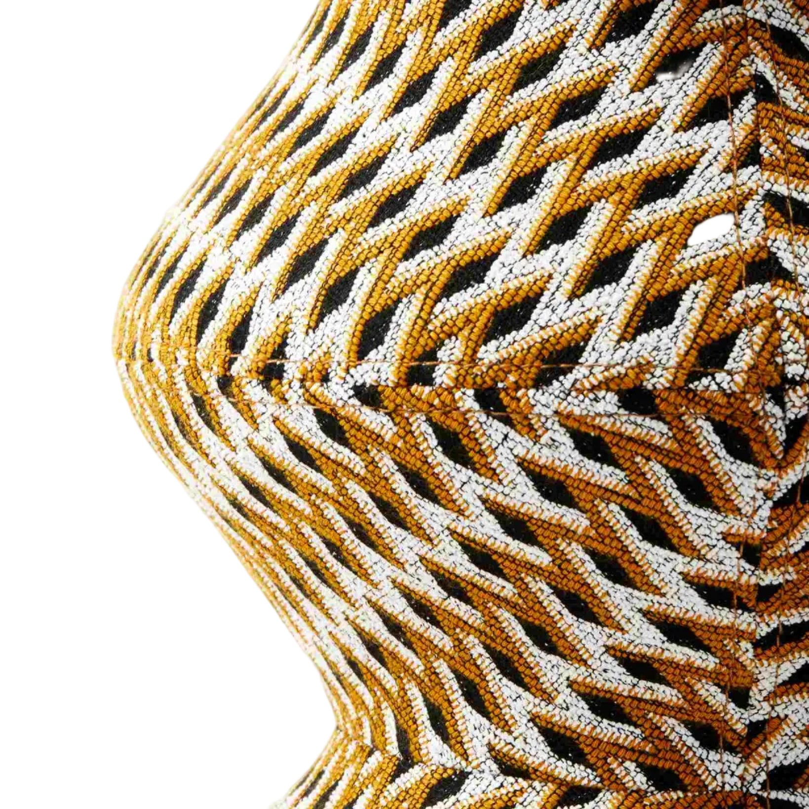 Hocker SOFT ZIG ZAG orange mit Weiß und Schwarz