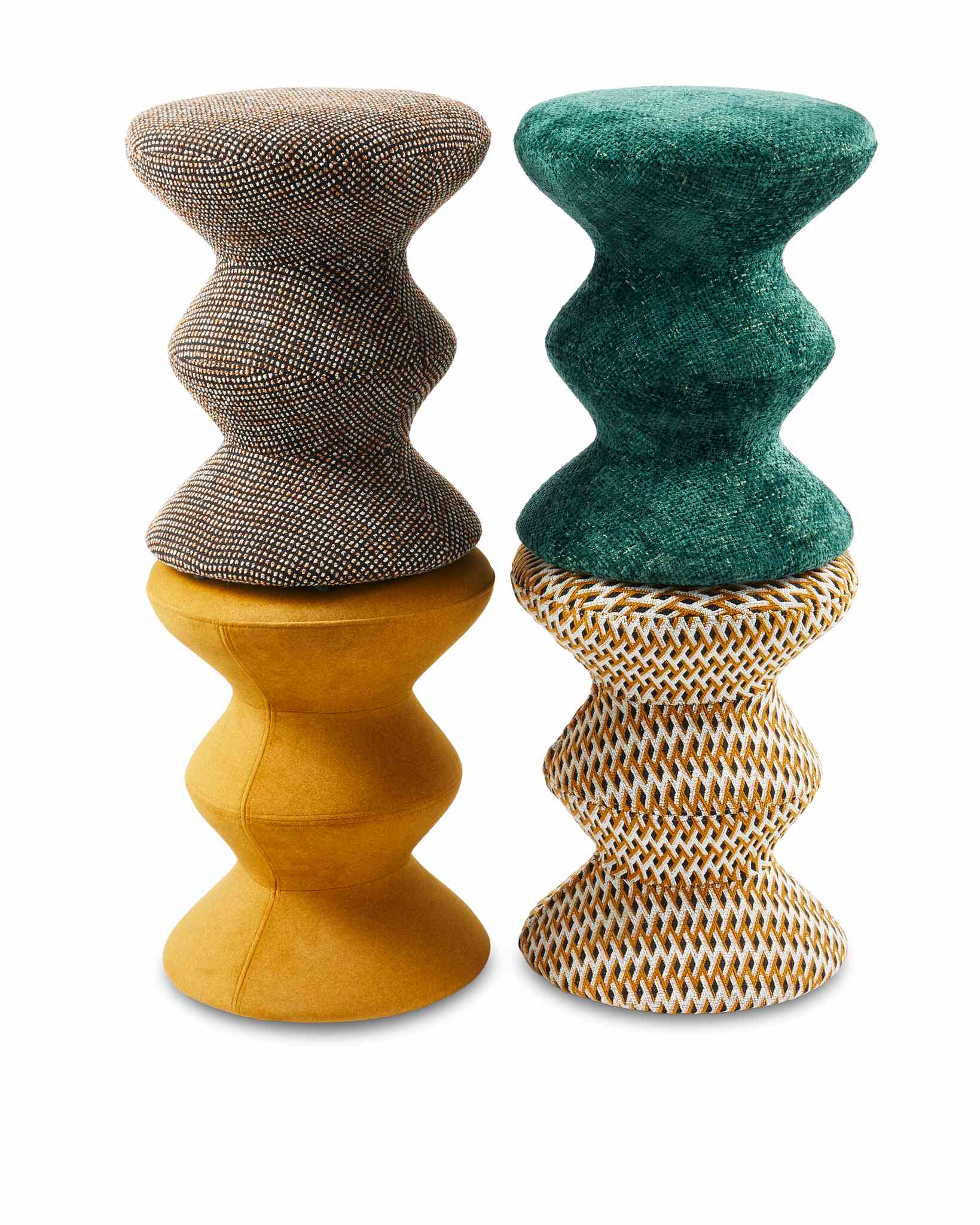 Hocker SOFT ZIG ZAG orange mit Weiß und Schwarz