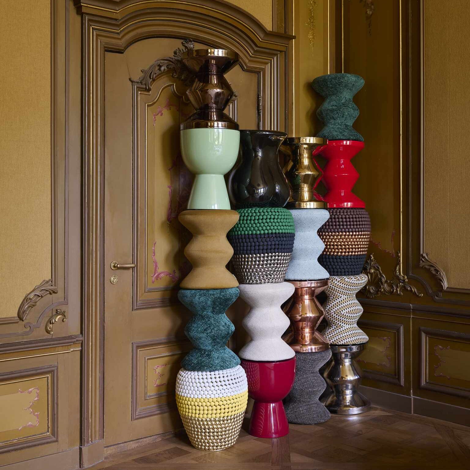 Hocker SOFT ZIG ZAG senfgelb