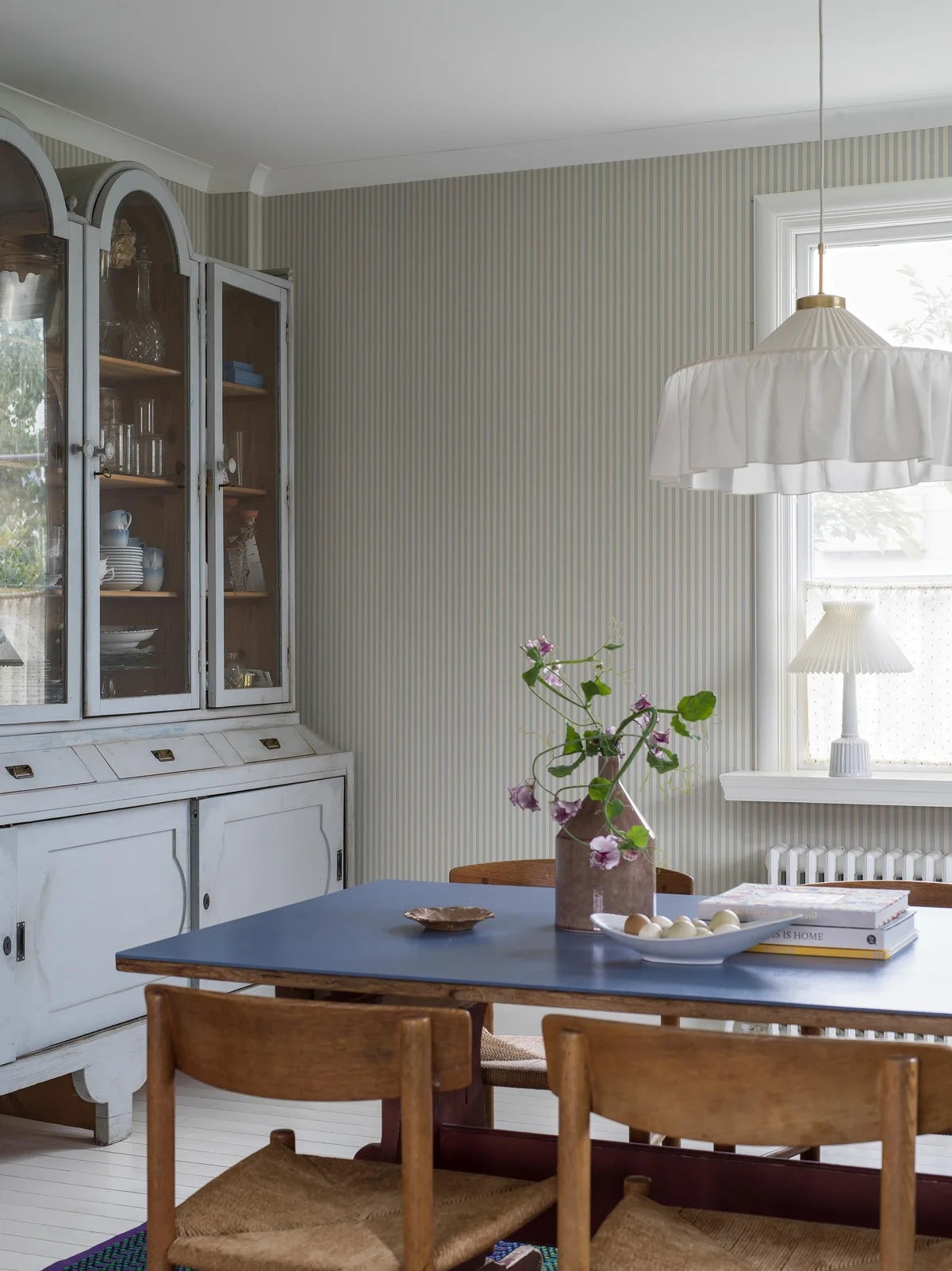MÖLLE STRIPE Blue and Beige Striped Wallpaper