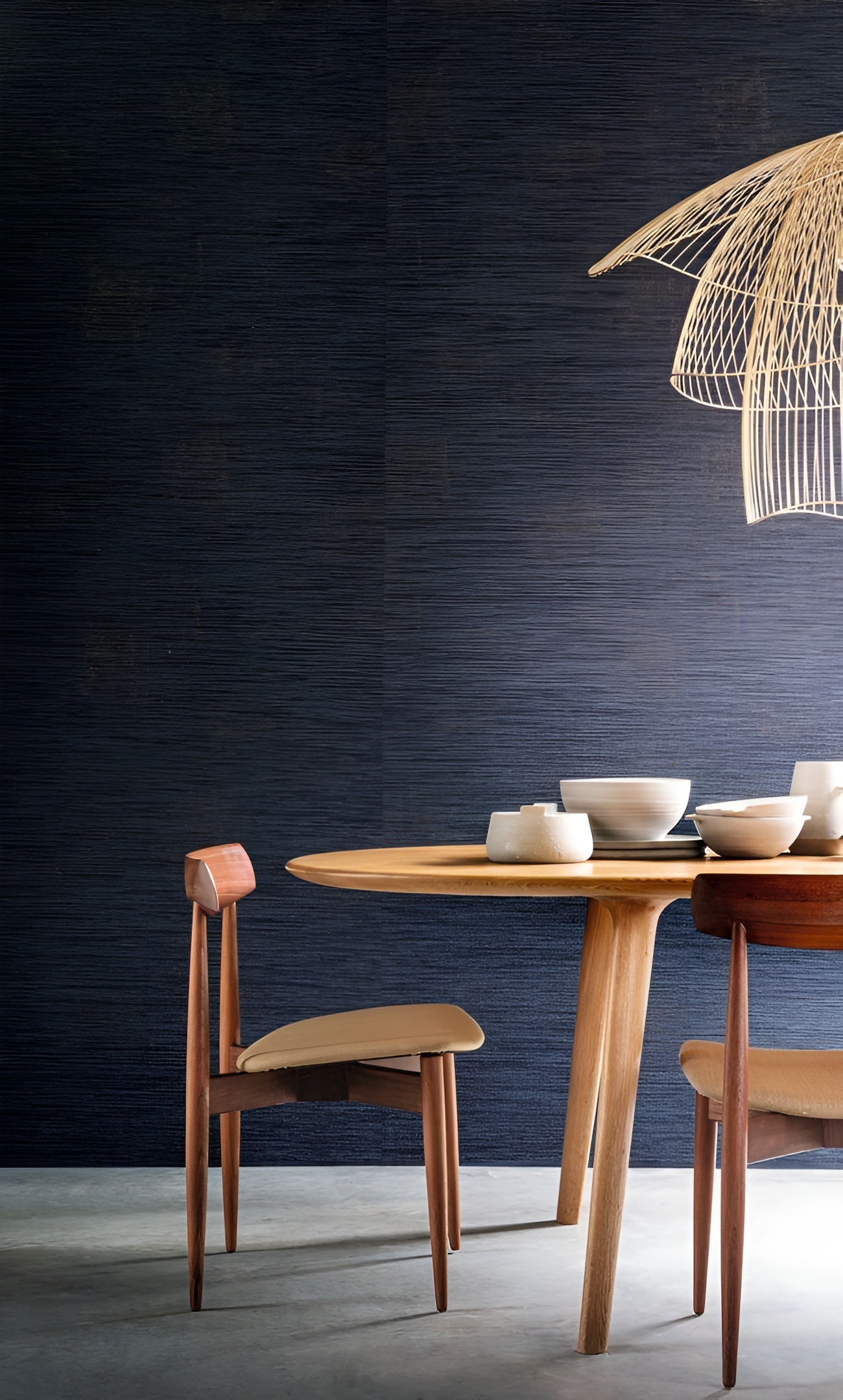 Textile wallpaper with a structural design resembling canvas ORCADE - CHOCOLAT chocolate brown