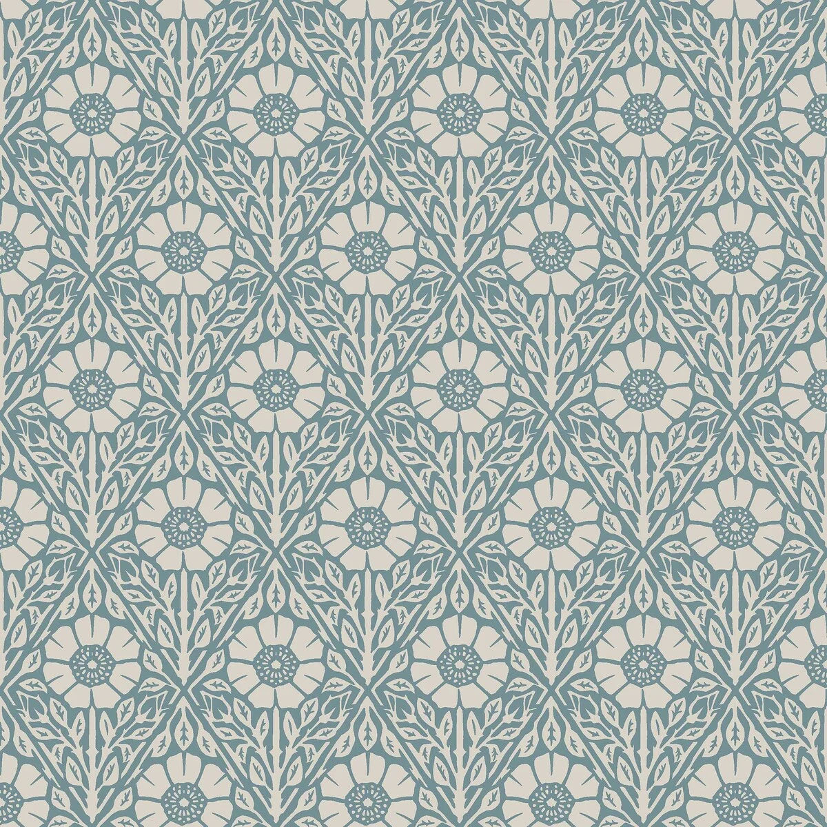 Tapete mit pflanzlichem Muster in Blumen NYPONROS blau mit Weiß