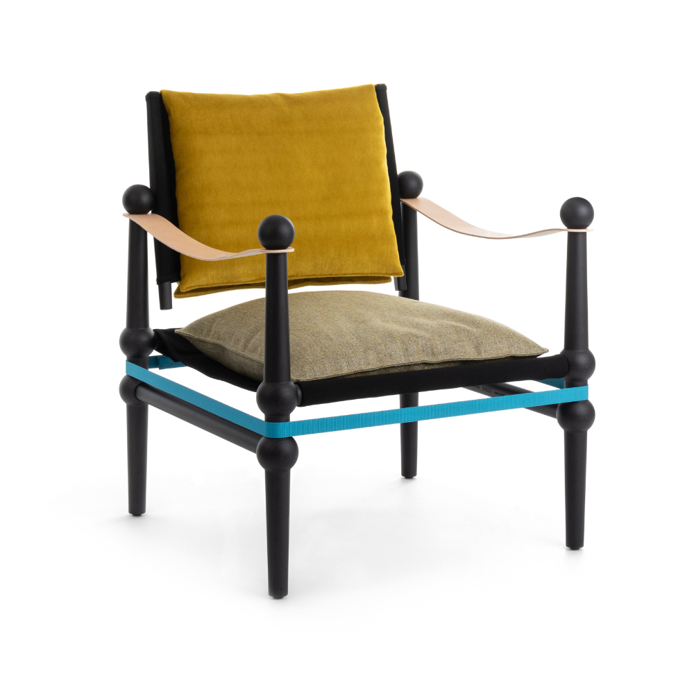 TWAIN armchair in yellow with a black beech base
