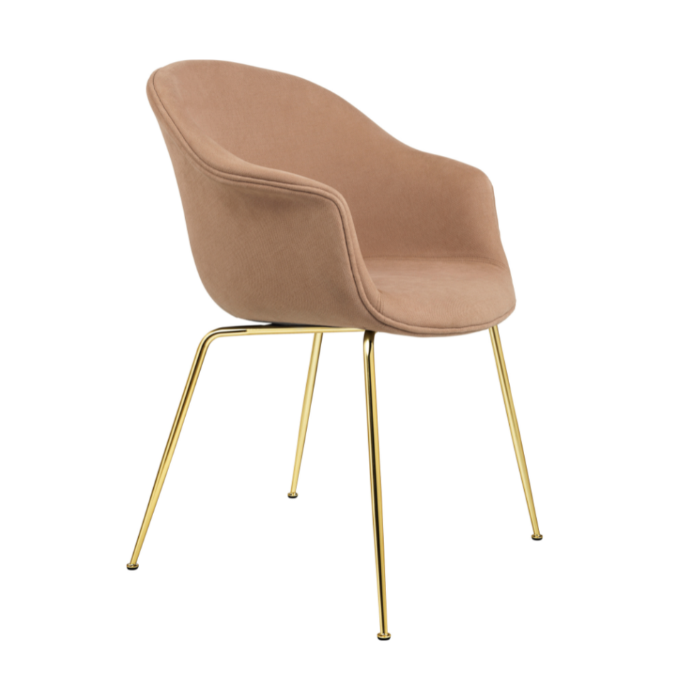 Polsterstuhl BAT mit goldenem Gestell