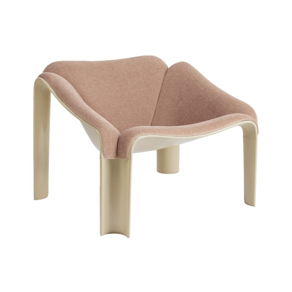 Sessel F300 in Puderrosa mit cremefarbenem Gestell