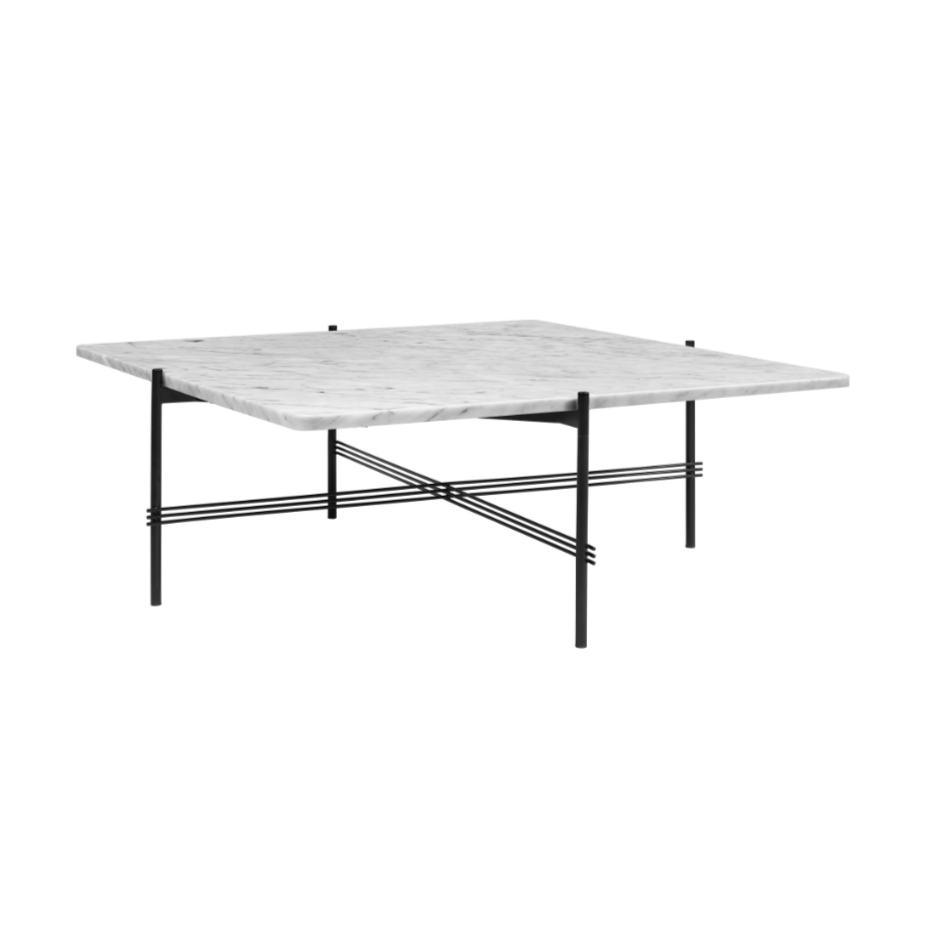 TS coffee table white marble with black base