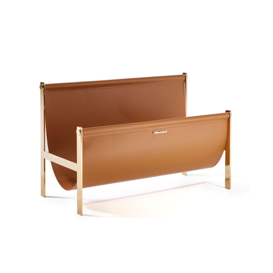 PORTARIVISTE Newspaper Stand Cognac Leather