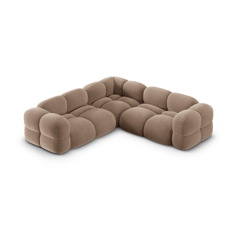 Symmetrische Samt-Eckcouch LORETTO dunkelbeige