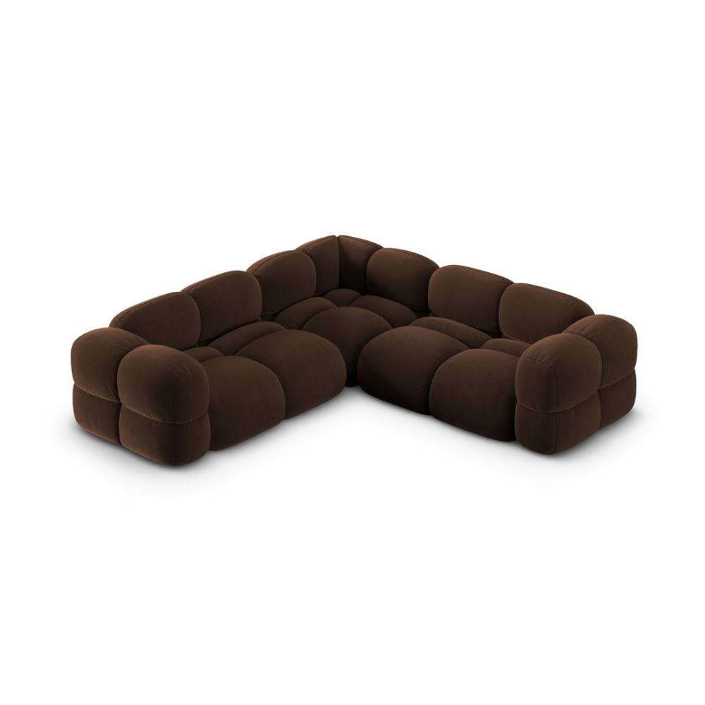 Symmetrical Velvet Corner Sofa LORETTO Chocolate