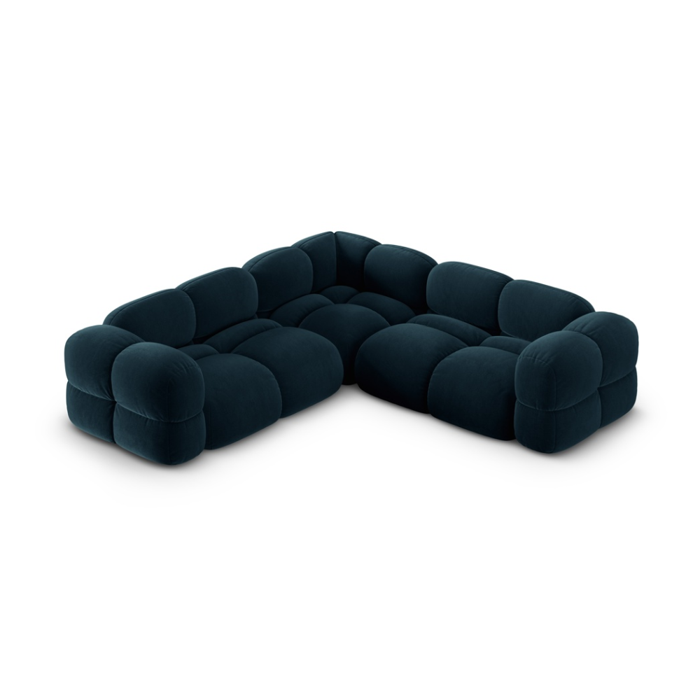 Symmetrical Velvet Corner Sofa LORETTO Petrol