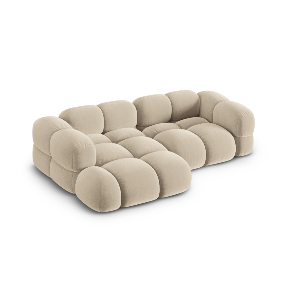 Samt-Ecksofa 3-sitzig links LORETTO beige