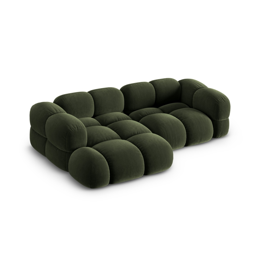 Left-facing 3-seater velvet corner sofa LORETTO green