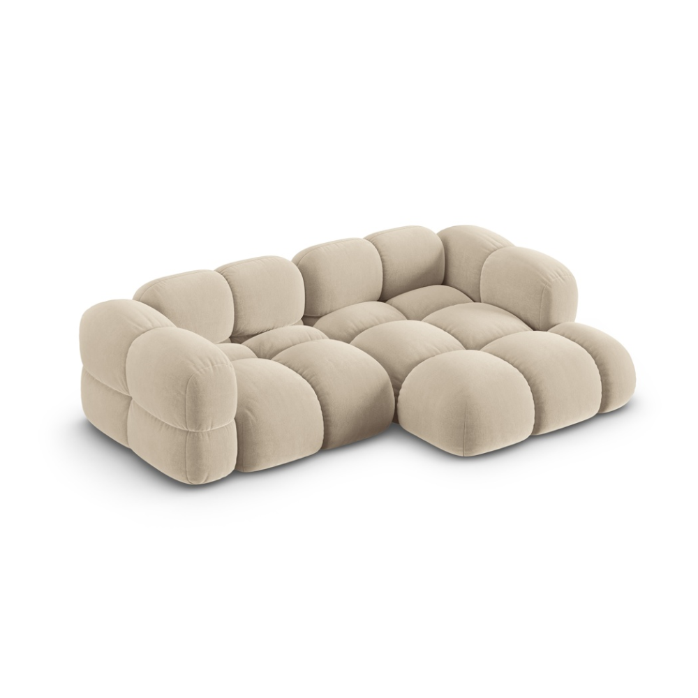 Samt-Ecksofa 3-sitzig rechts LORETTO beige