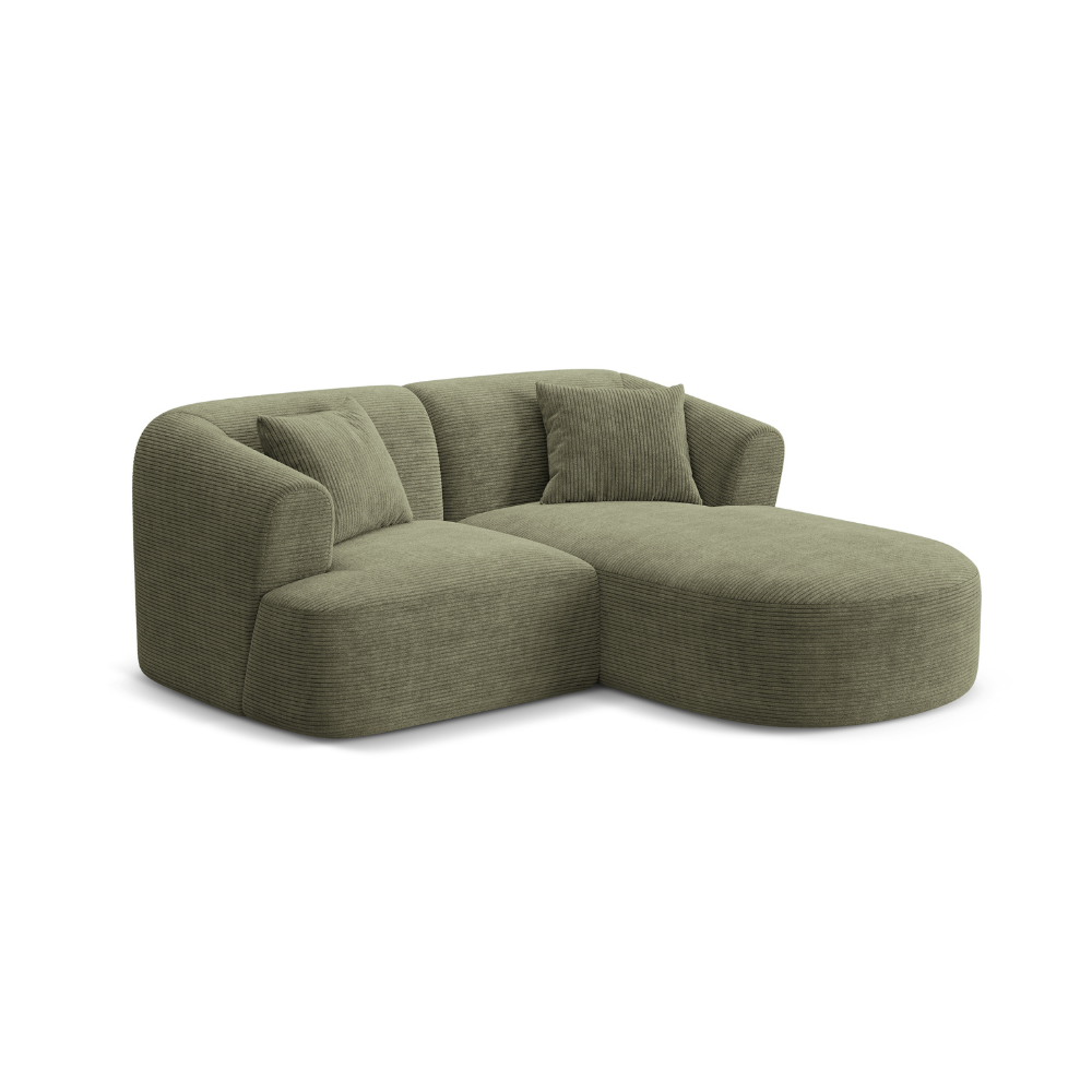 Right-facing 3-seater sofa CAMPI green corduroy