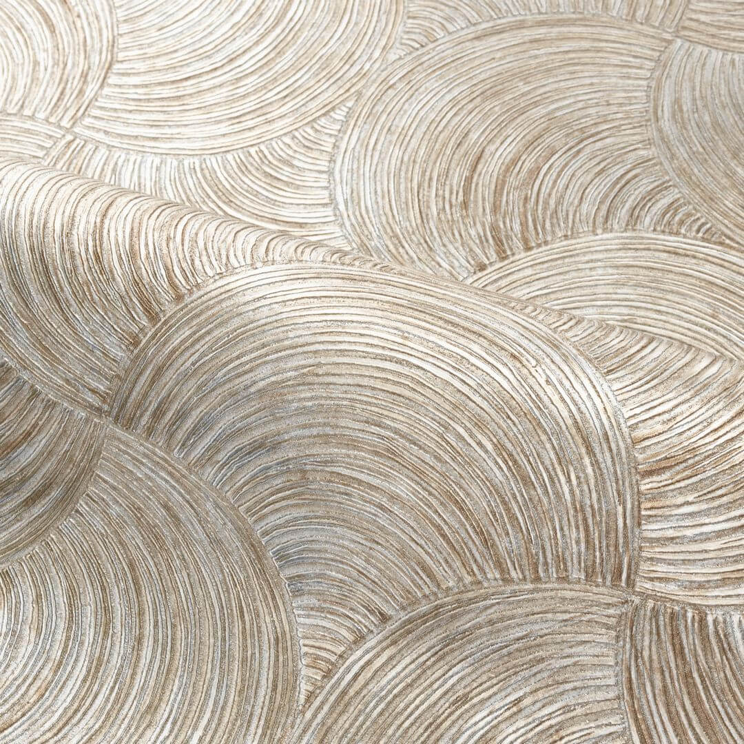 Strukturierte metallische Tapete mit abstraktem Muster APHELIE - ARGENT warmes Silber