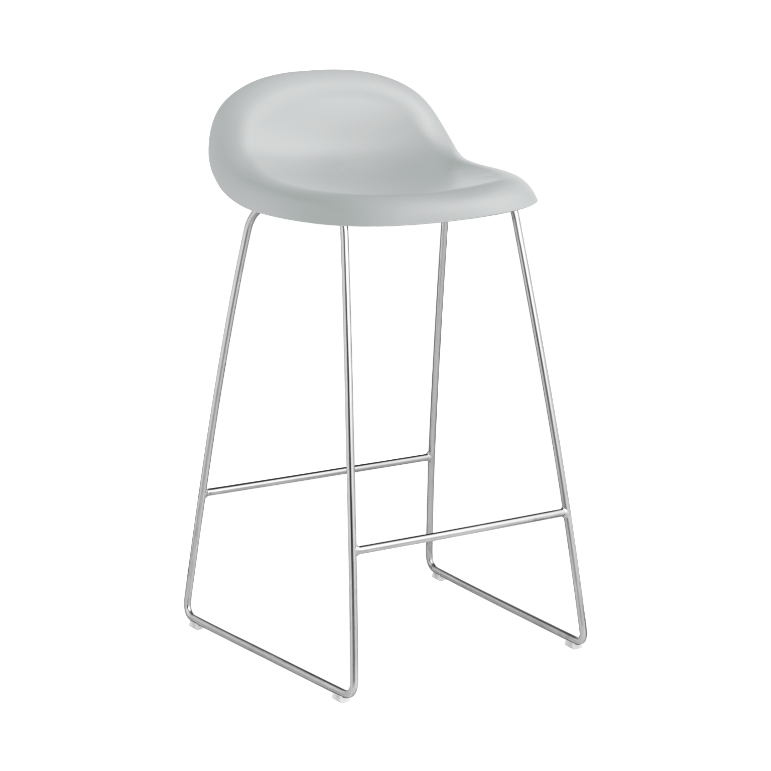 GUBI 3D stool with gray seat and chrome base