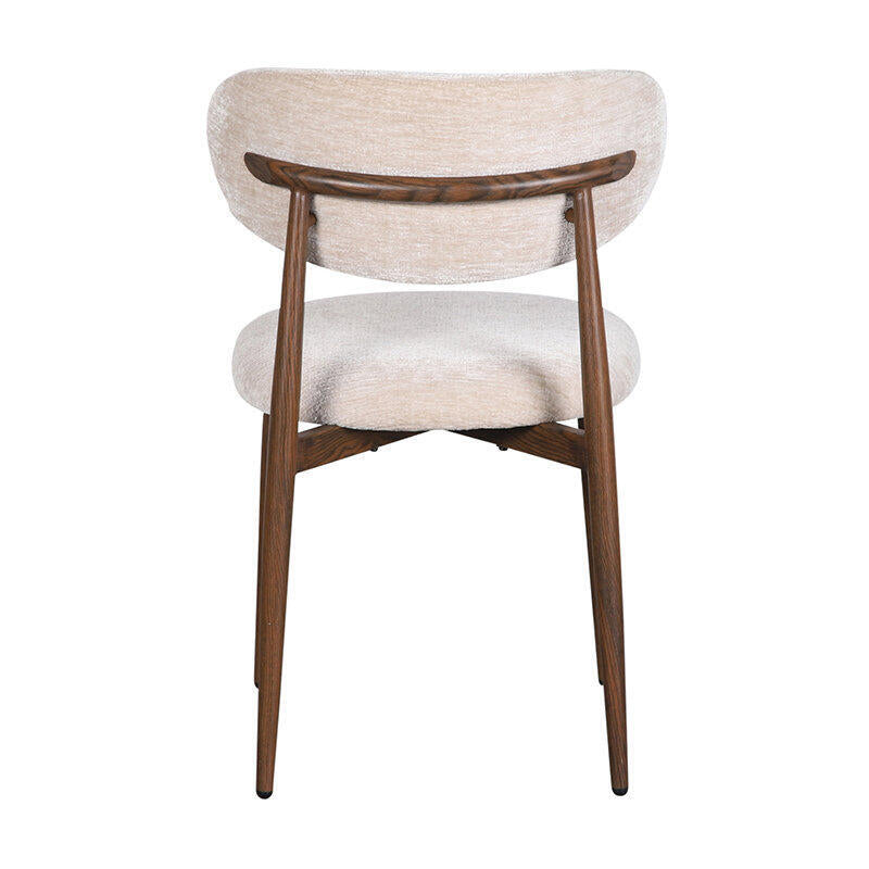 JAPANDI Stuhl beige mit dunklem Holzgestell