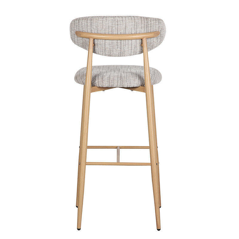 Hocker JAPANDI grau-beige mit Holzgestell
