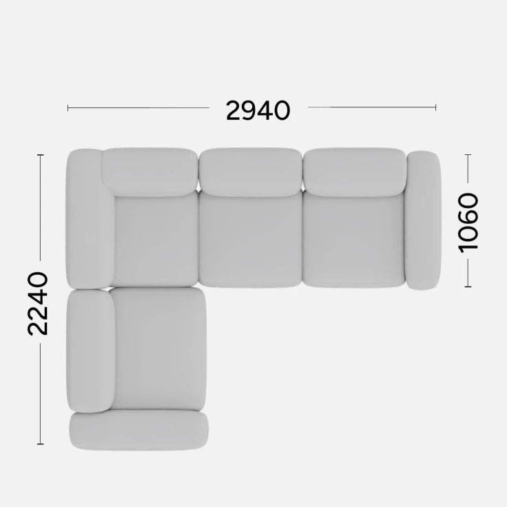 Left-sided corner sofa BABBLE customizable