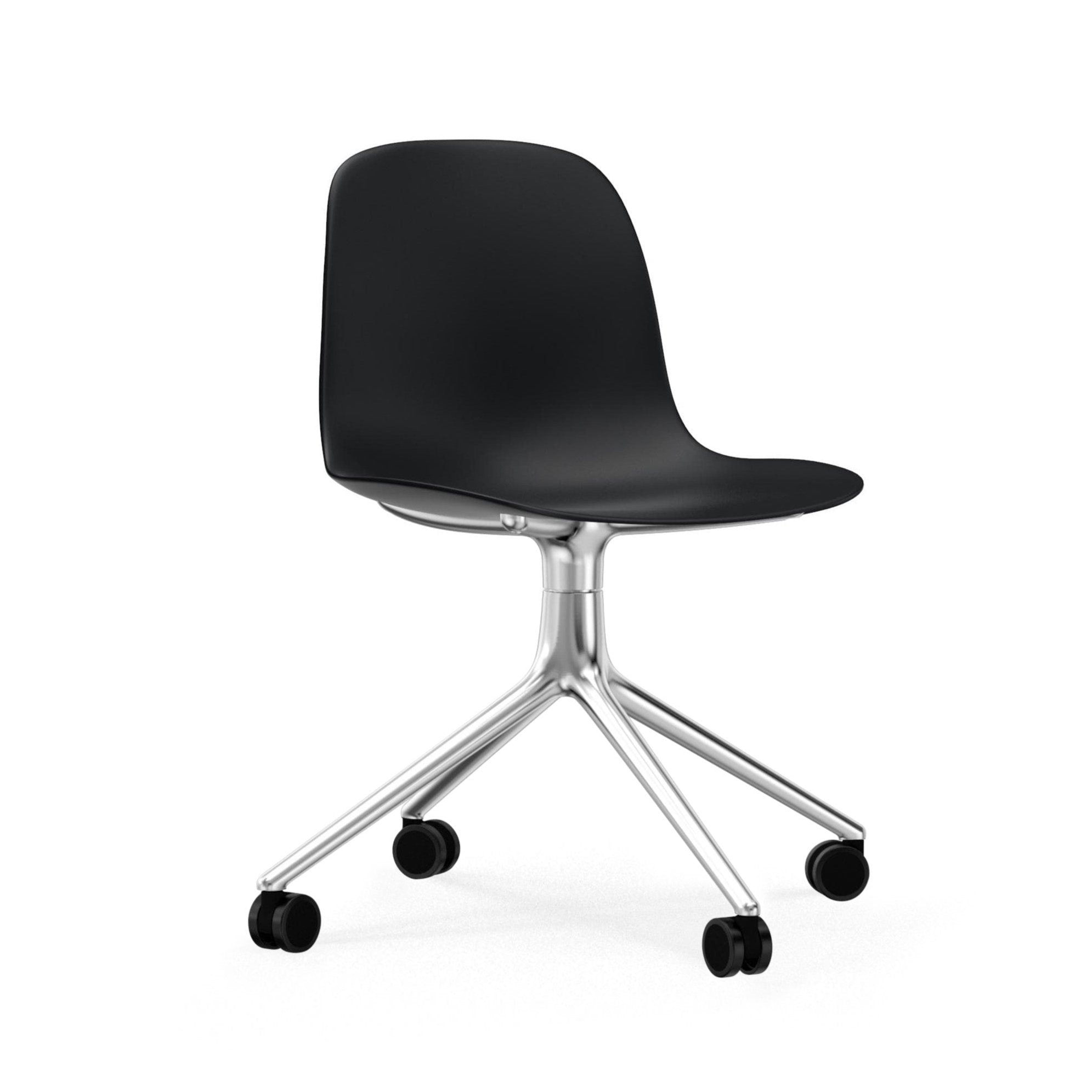 4W Black Form Office chair with an aluminum base on wheels
