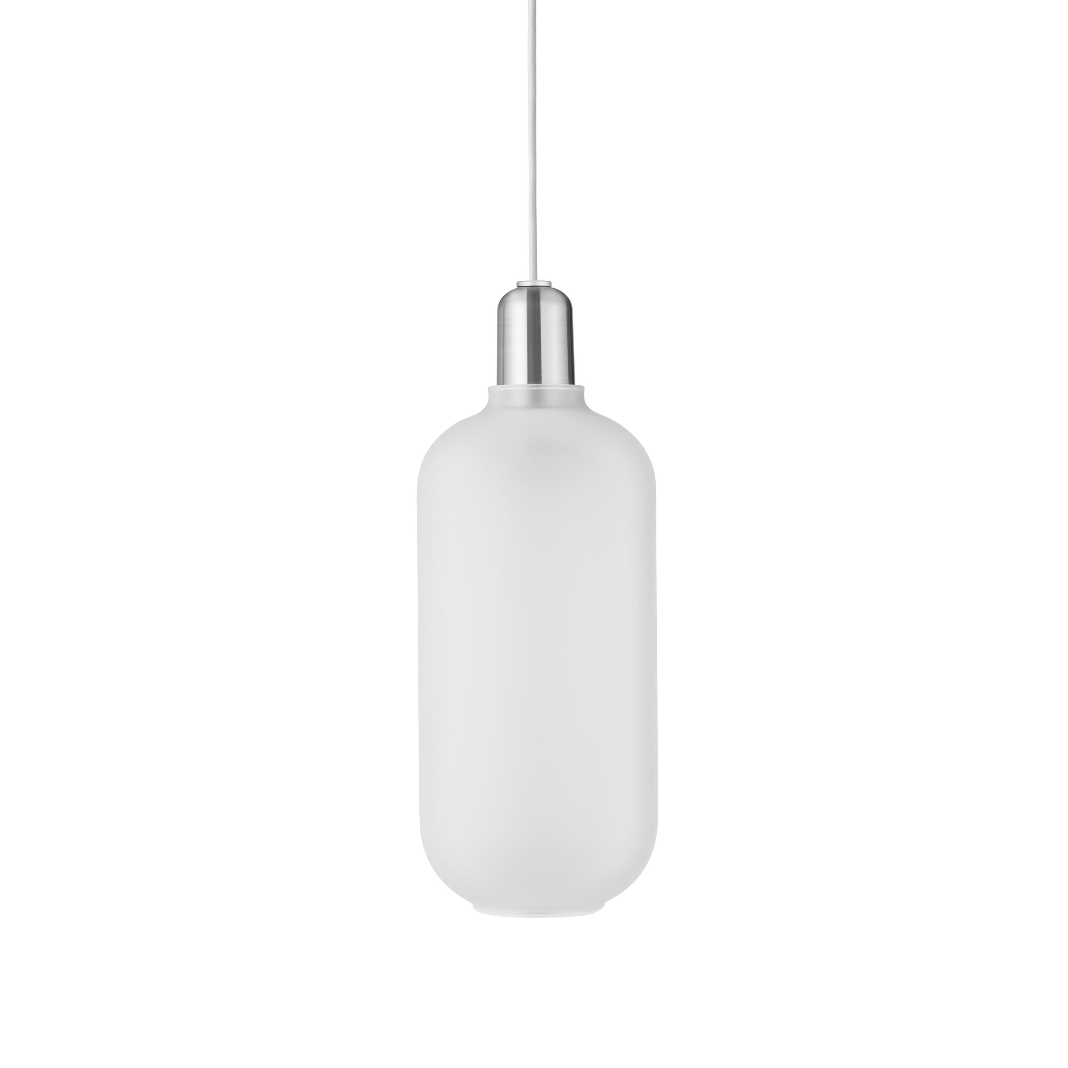 AMP LARGE pendant lamp with matte glass and silver finish