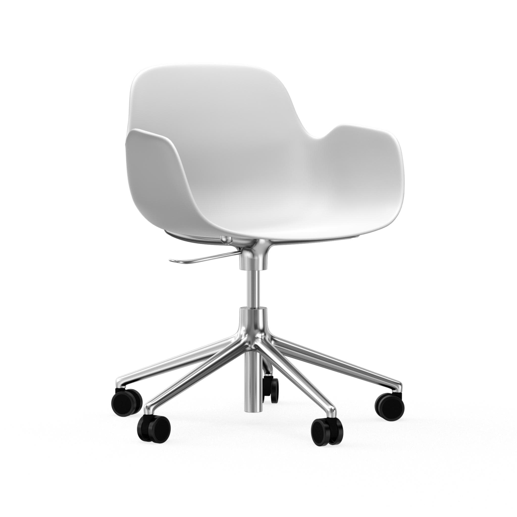 Office chair with armrests with adjustable 5W forms white with an aluminum base