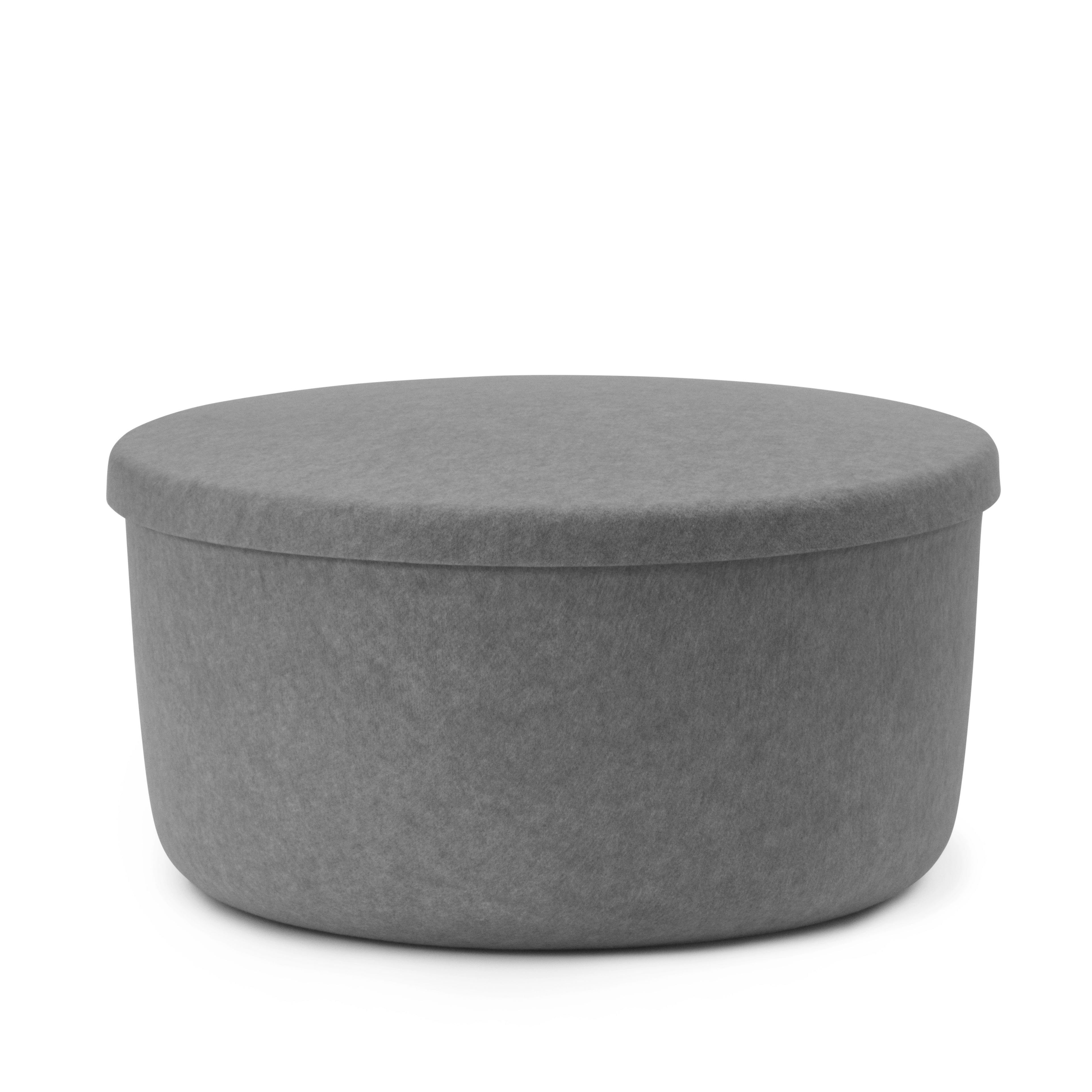 Pouf with hide gray storage