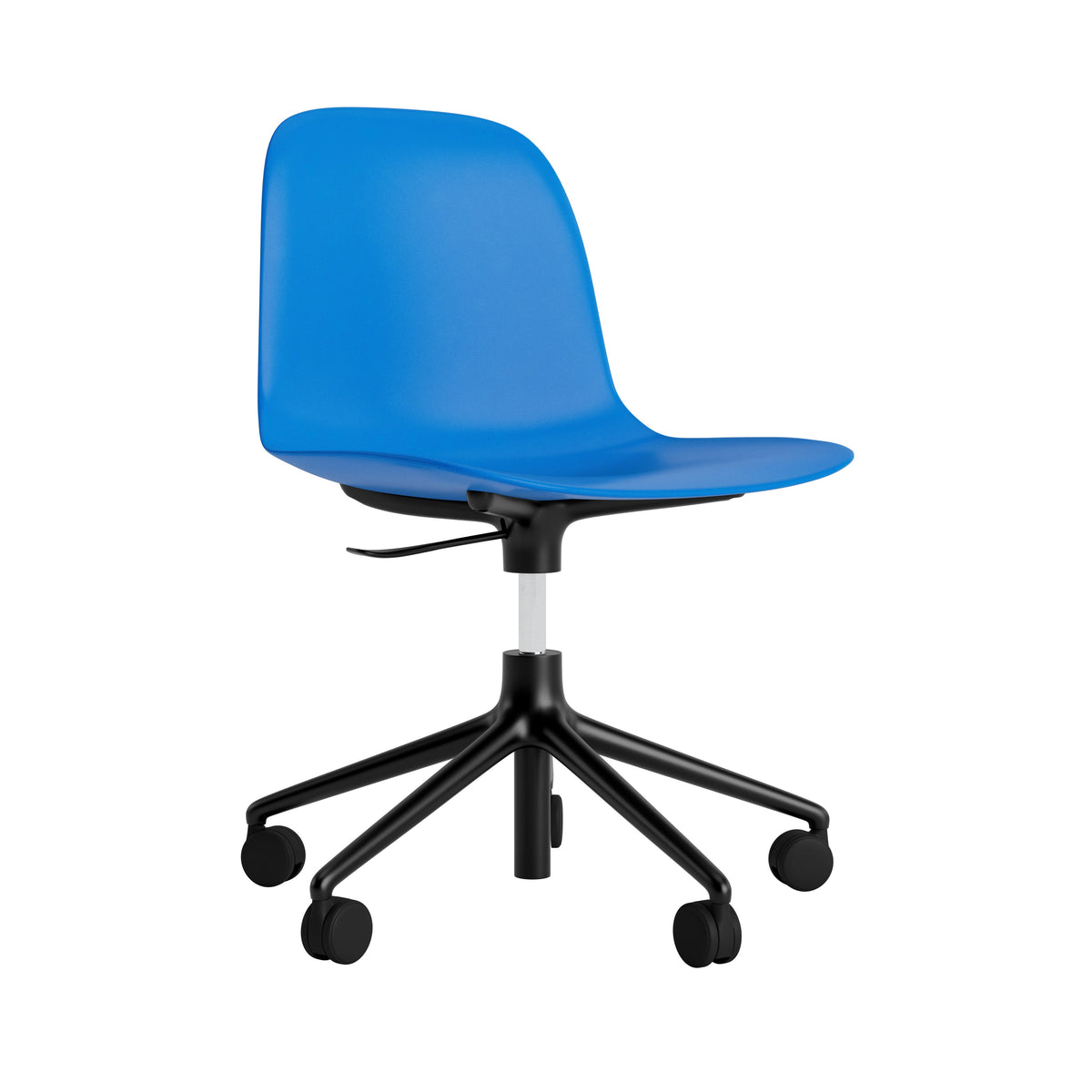 Office chair with adjustable forms 5W blue with a black base on wheels ...