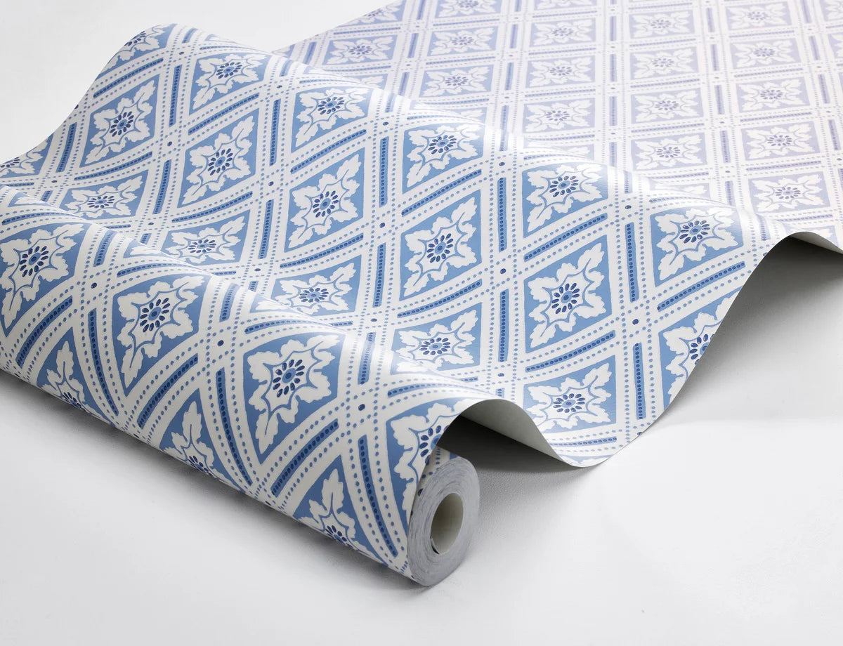 Non-woven paper wallpaper with geometric pattern ESTER blue