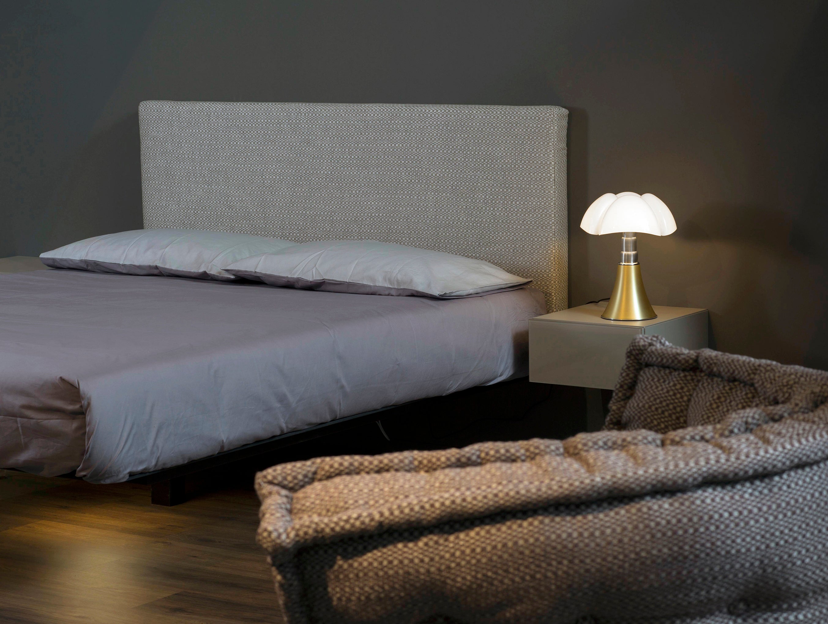 Pipistrello Medium Table Lamp with Opal Shade and Brass Base