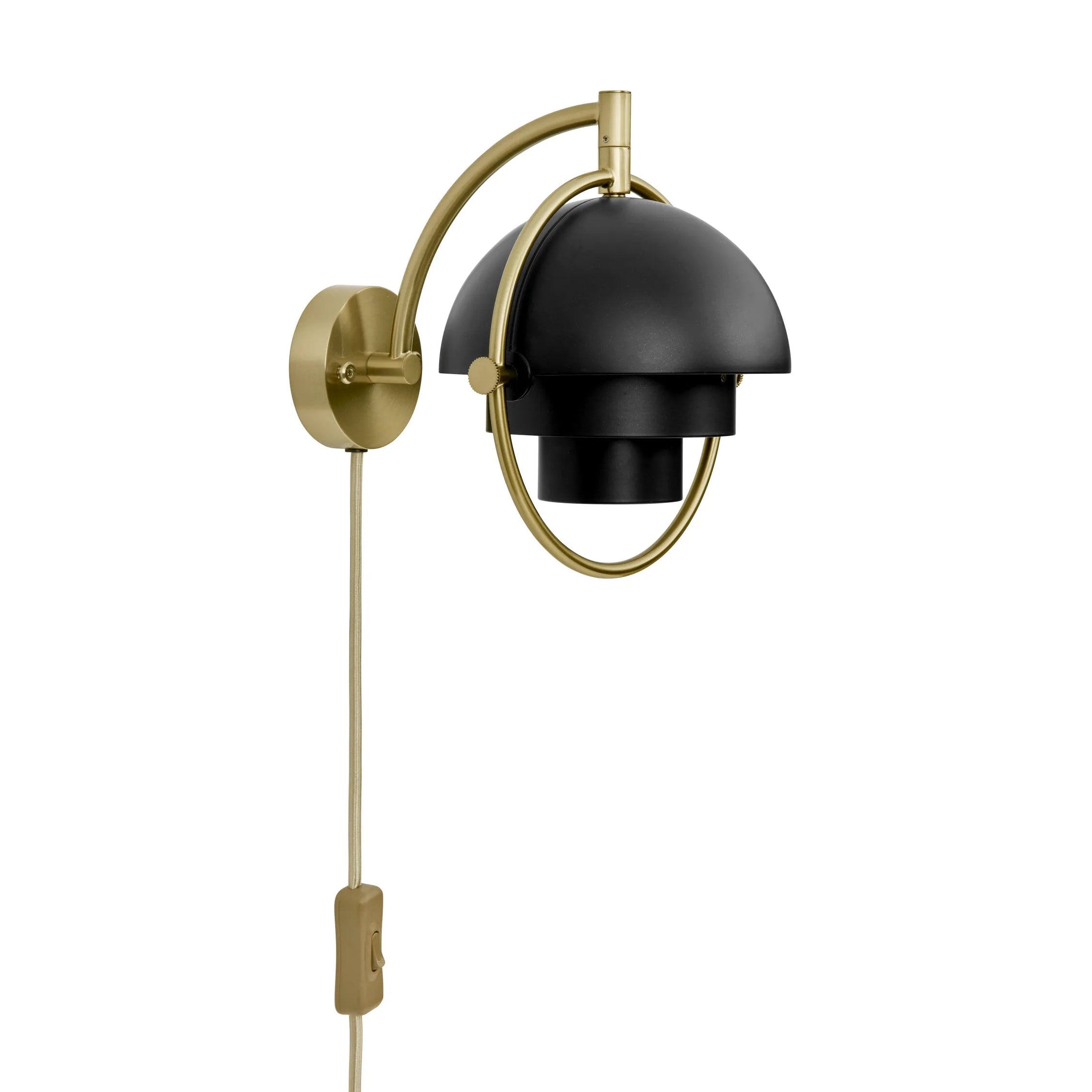 MULTI-LITE wall lamp in black with a brass base