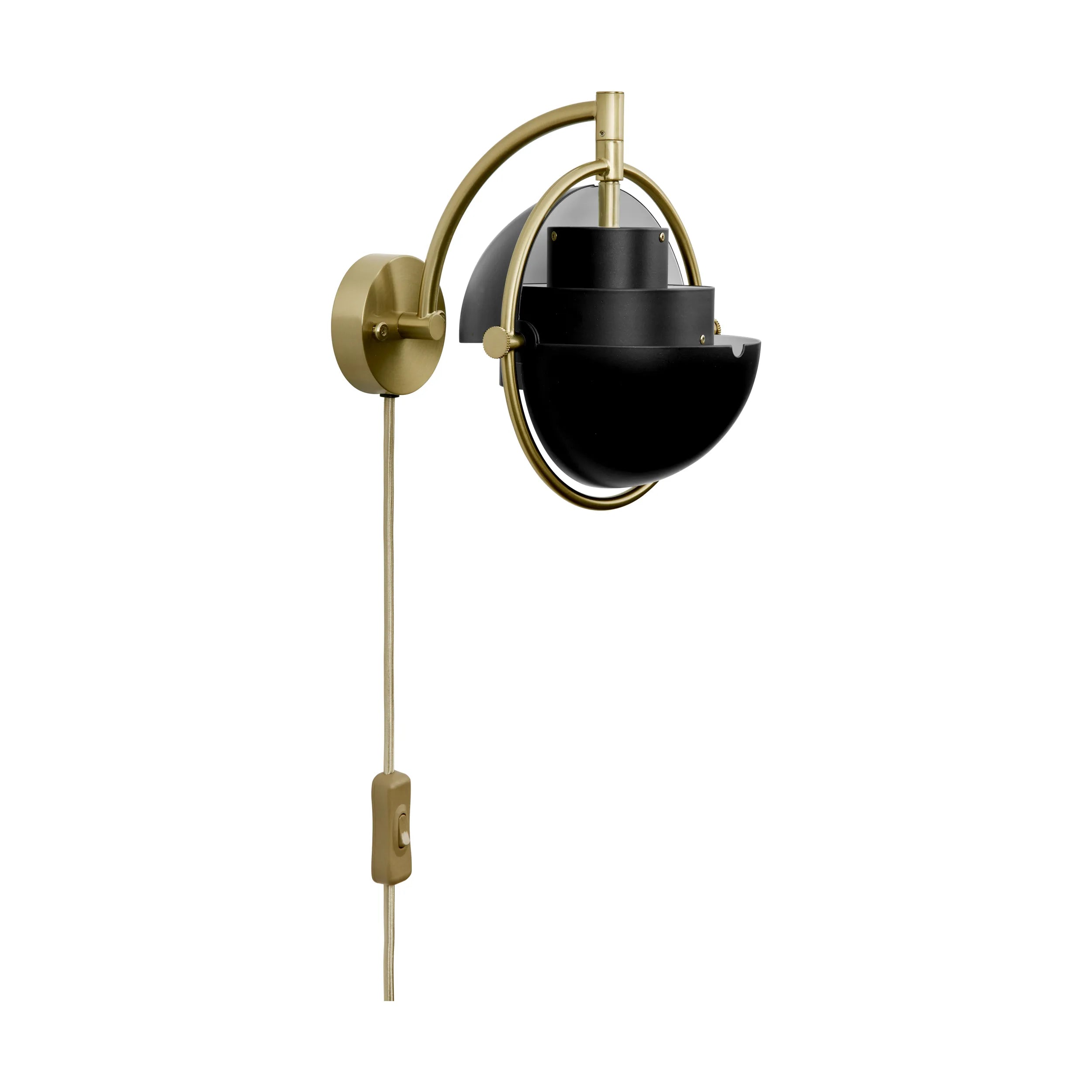 MULTI-LITE wall lamp in black with a brass base