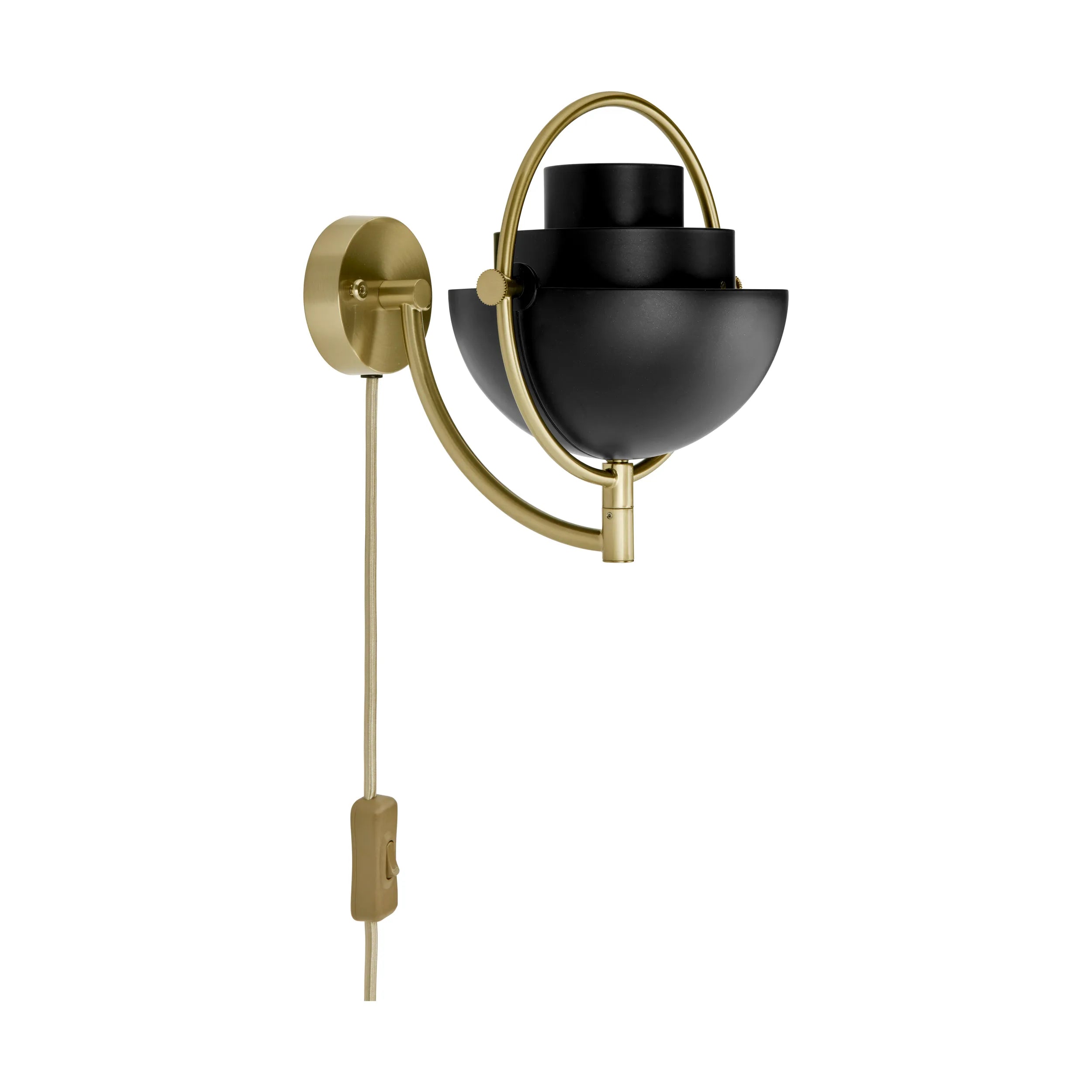 MULTI-LITE wall lamp in black with a brass base